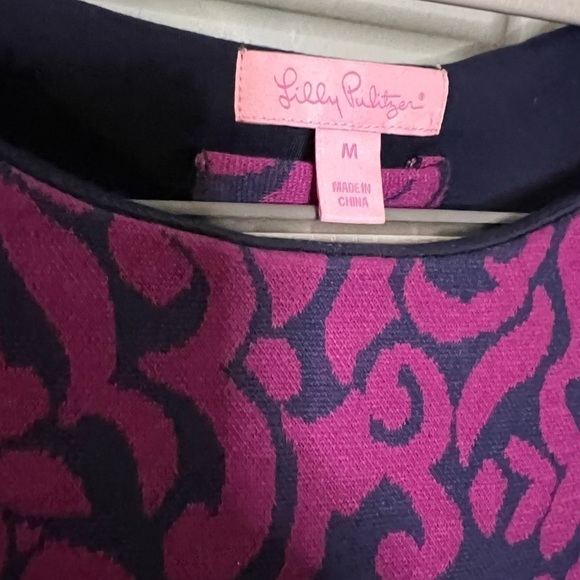 LILLY PULITZER Fleur di Lis Knit Sheath Dress purple and pink patterned preppy - Picture 2 of 7